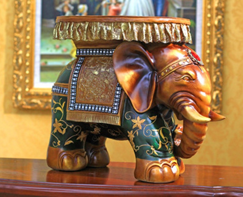 工艺礼品批发彩绘欧式花纹大象凳子工艺品