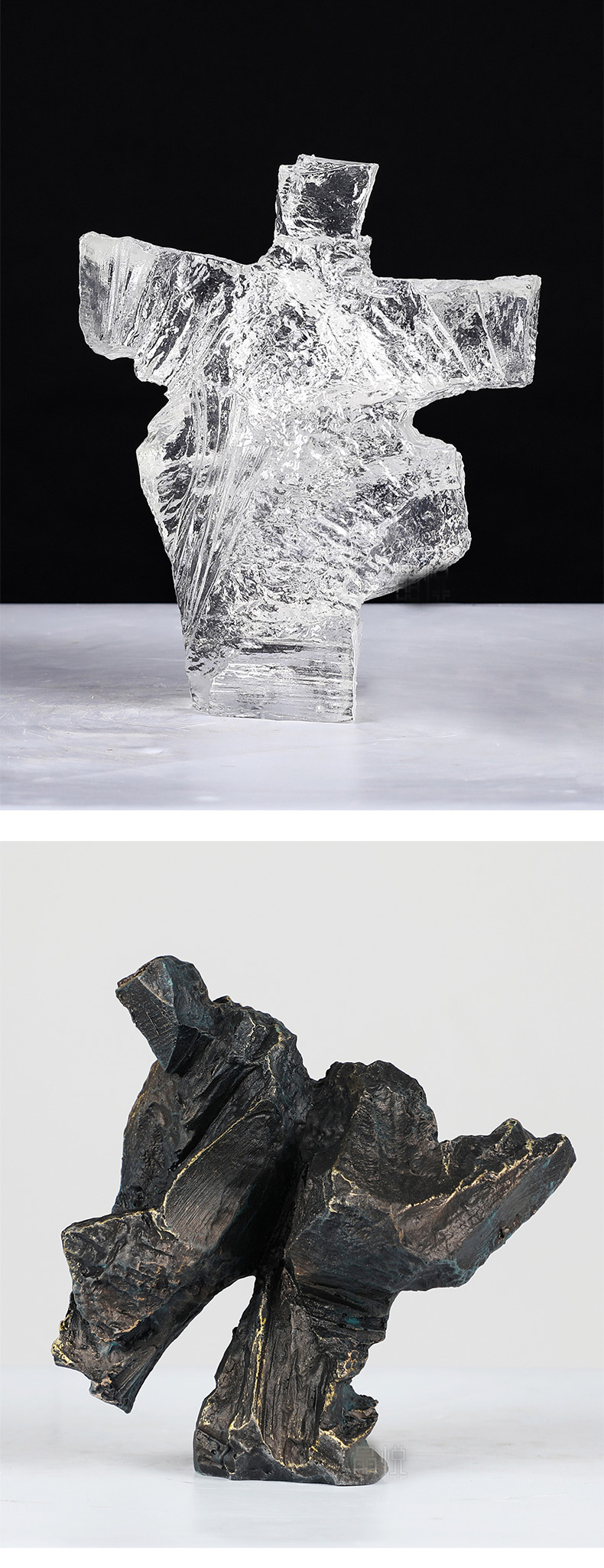 太极人新中式摆件玻璃钢透明雕塑右侧面图