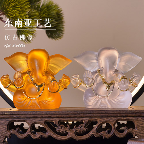 透明树脂工艺品琉璃透明家居象神摆件创意礼品批发