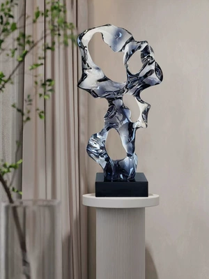 透明水晶工艺品雕塑现代中式风格：电视柜旁客厅家居太湖石摆件