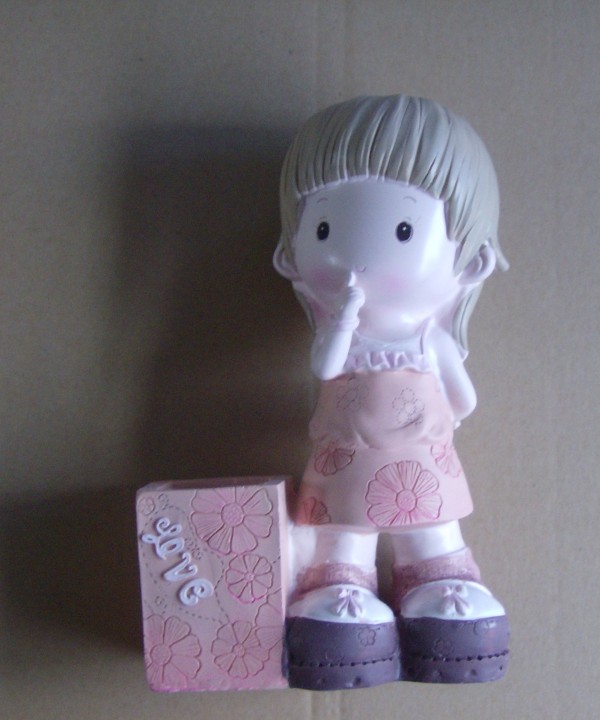 树脂工艺品厂生产销售卡通工艺品【love卡通笔筒】