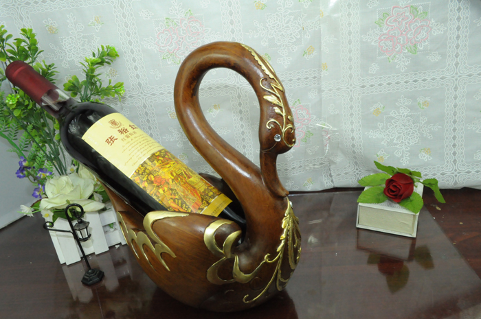 红酒架工艺品天鹅描金餐厅树脂摆件背面图片