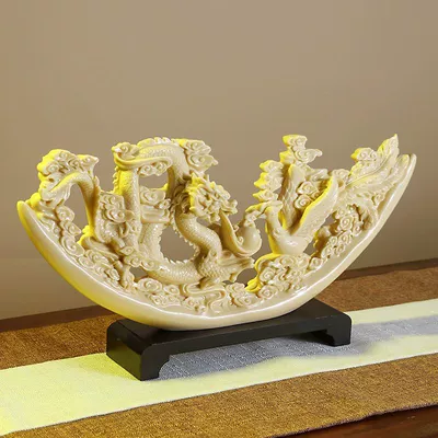 现代轻奢高档中式树脂工艺品：仿象牙装饰品，客厅桌面、办公室摆件、酒柜摆设